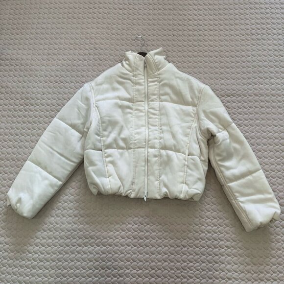 NWOT Vince Vince Soft Bomber Jacket In Chiffon - Size M Cream Ivory - Picture 4 of 13